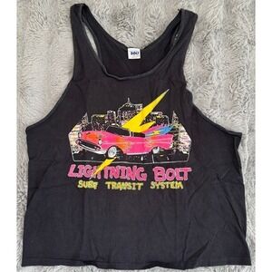 Vintage Lightning Bolt Surf Transit System Tank Top Black XL Graphic Made in USA